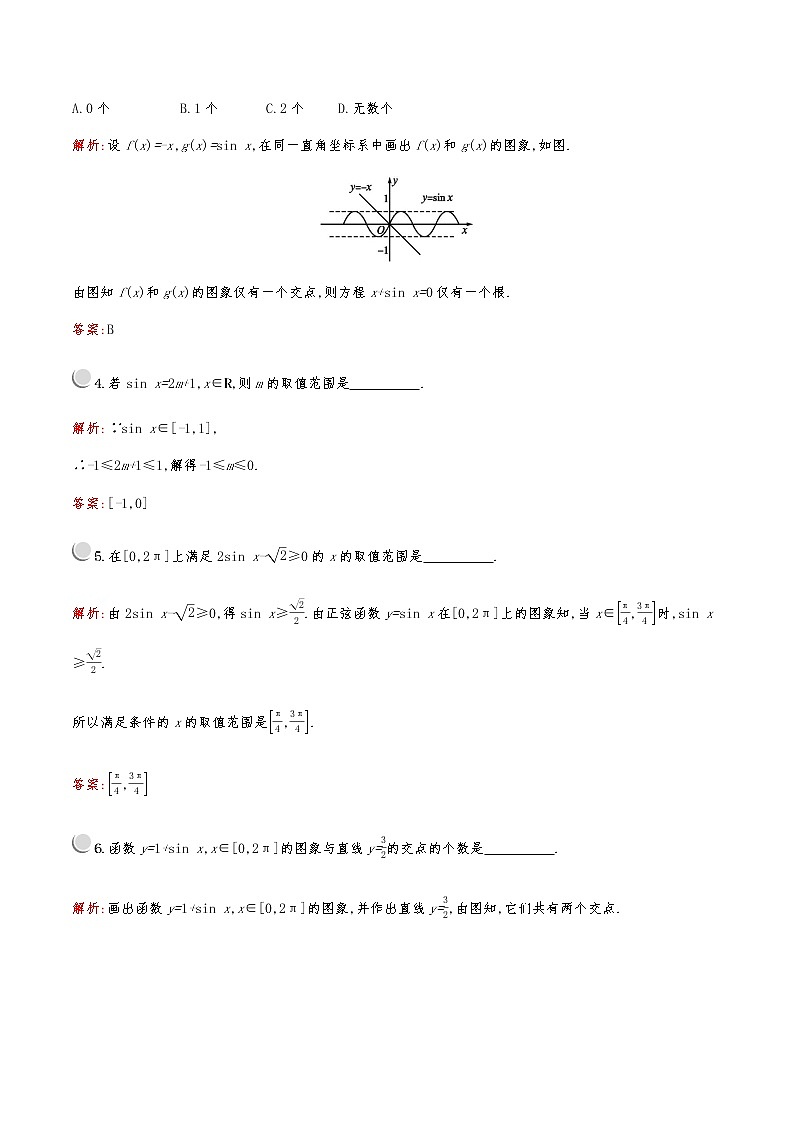 高中数学人教A必修4第一章：1.4.1正弦函数、余弦函数的图象 试卷02