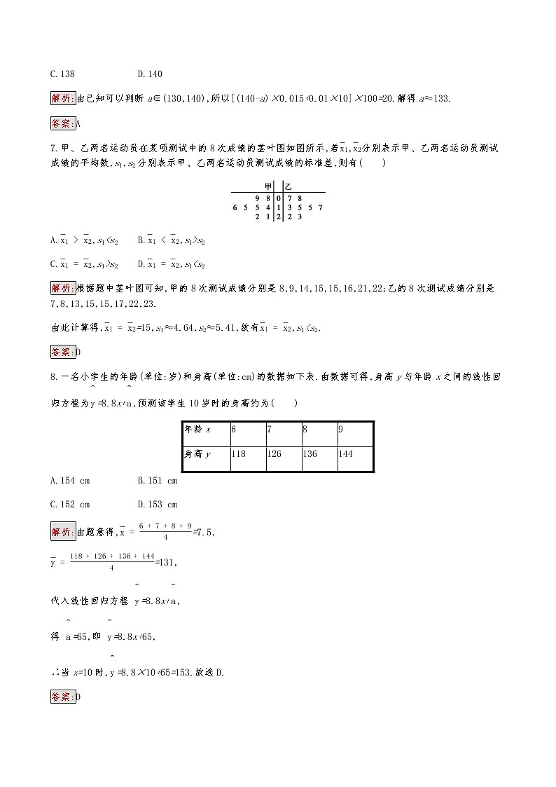 人教A必修3高中数学第2章检测(B)卷03