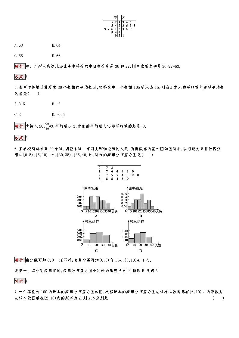 人教A必修3高中数学第2章检测(A)卷02