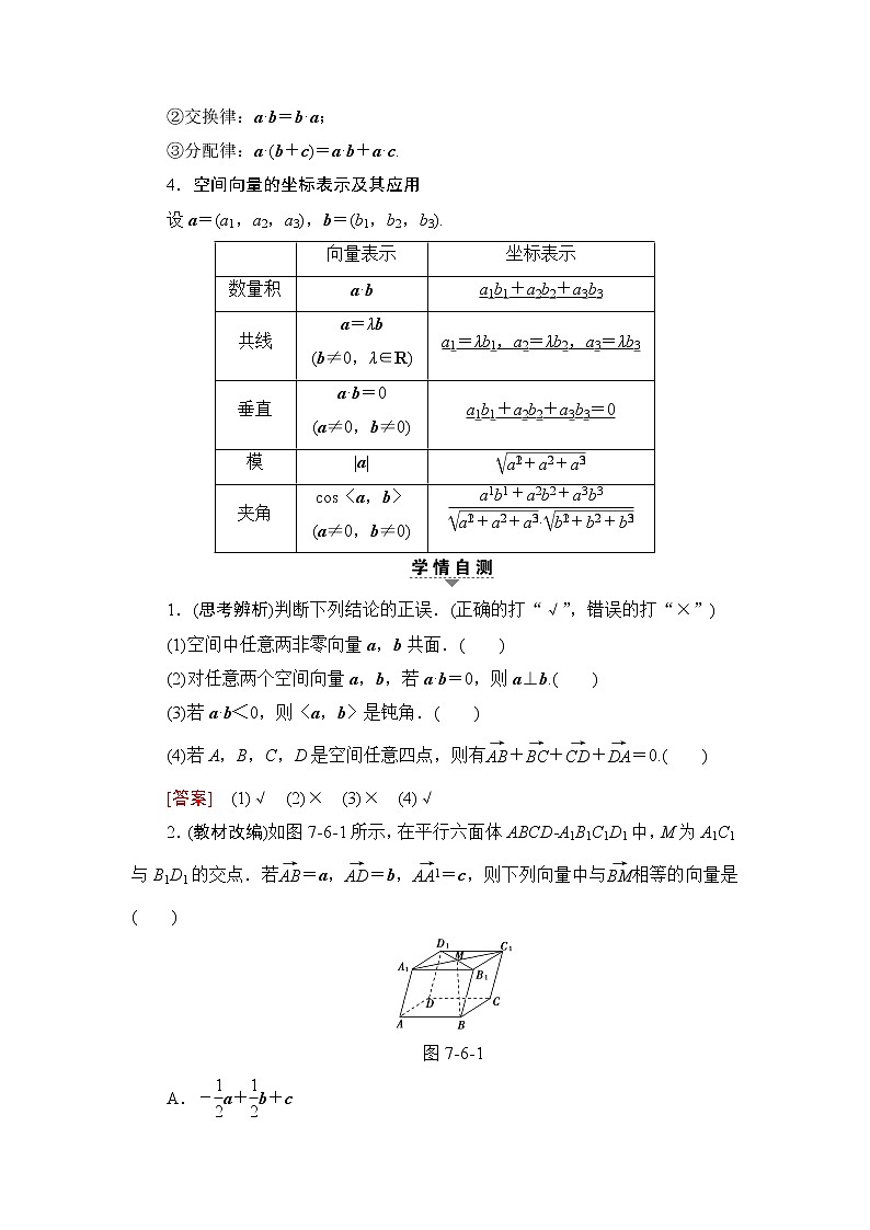 高三数学一轮复习： 第7章 第6节 空间向量及其运算第2页