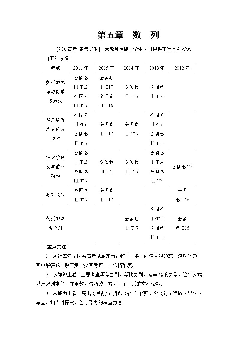 高三数学一轮复习： 第5章 第1节 数列的概念与简单表示法第1页