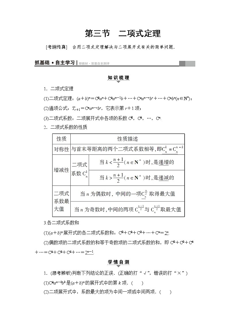 高三数学一轮复习： 第10章 第3节 二项式定理第1页