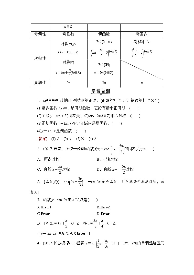 高考数学一轮复习 第3章 第3节 三角函数的图象与性质 试卷02