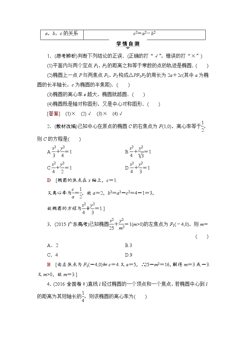 高三数学一轮复习： 第8章 第5节 椭 圆 试卷02