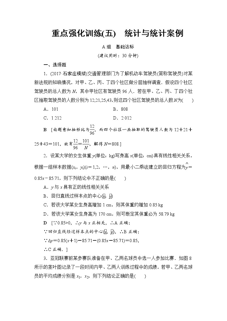高考数学一轮复习 第9章 重点强化训练5第1页