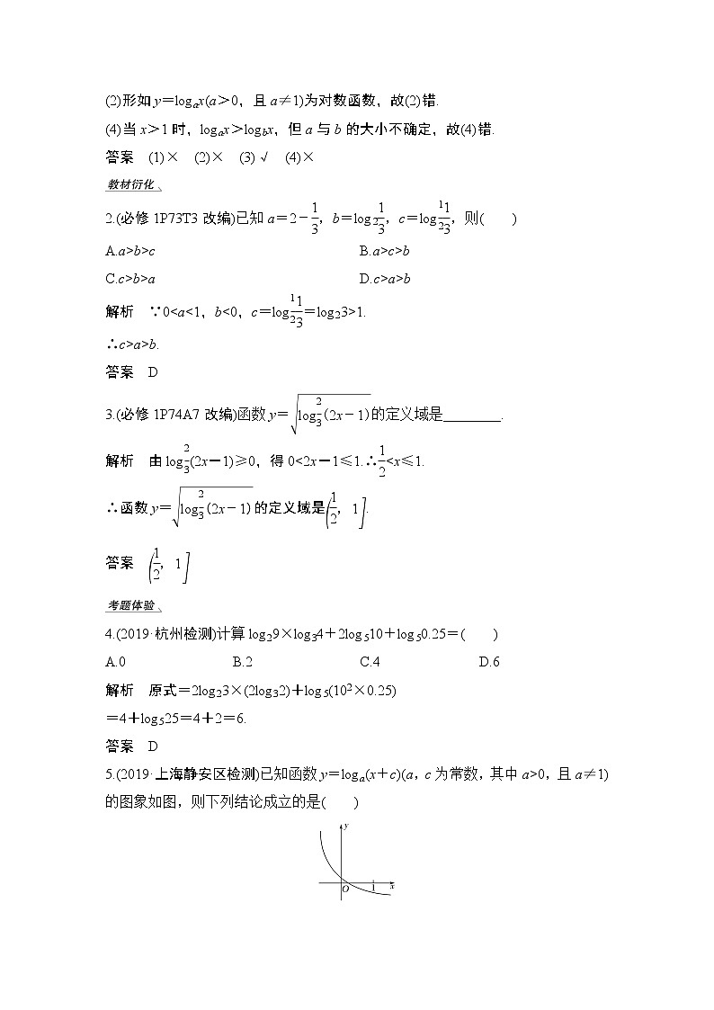 高考数学一轮复习　第二章 第6节对数与对数函数第3页