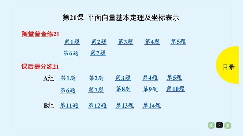 2022全国高考文数一轮复习课件  第21课 平面向量基本定理及坐标表示02
