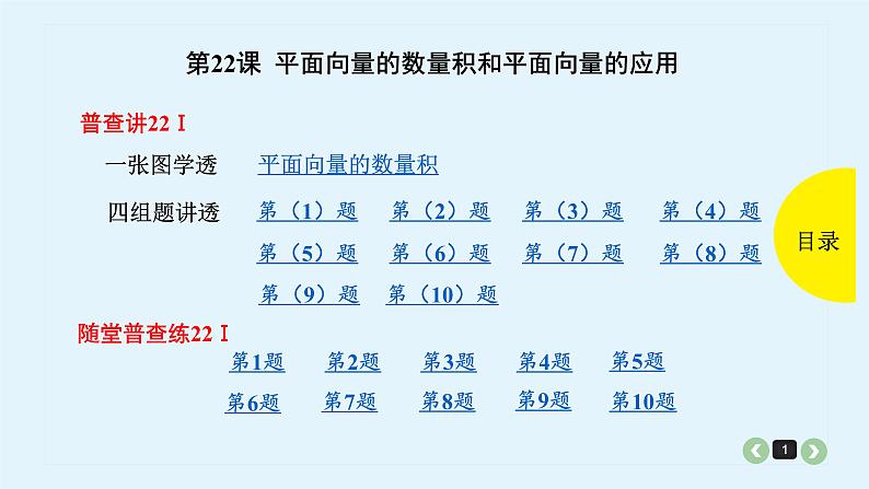 2022全国高考文数一轮复习课件  第22课 平面向量的数量积和平面向量的应用01