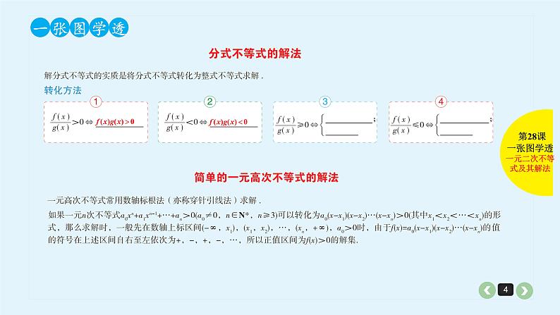 2022全国高考文数一轮复习课件  第28课 一元二次不等式及其解法04