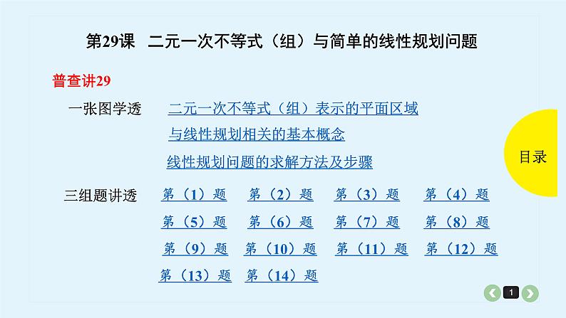 2022全国高考文数一轮复习课件  第29课 二元一次不等式（组）与简单的线性规划问题01
