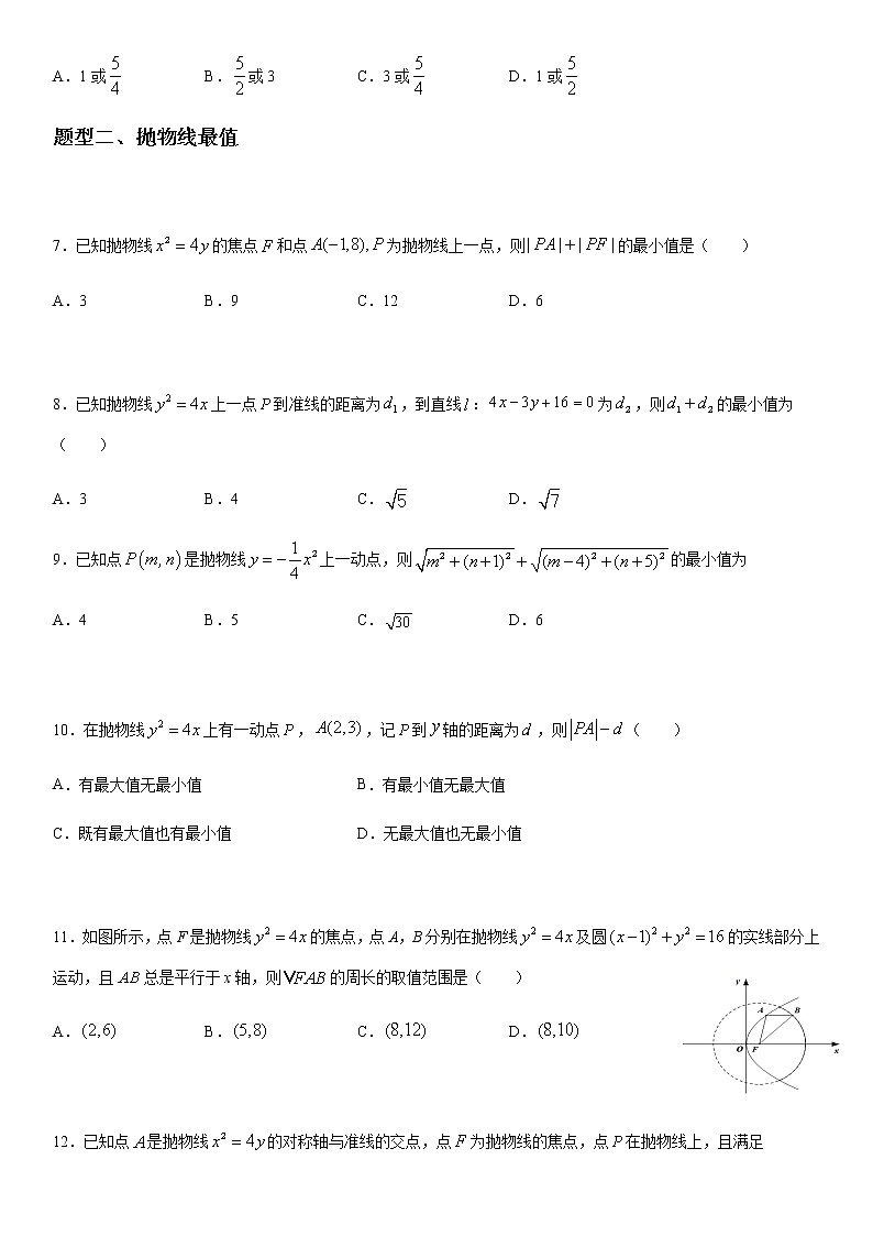 高考数学一轮复习试题　抛物线定义、最值、标准方程第2页