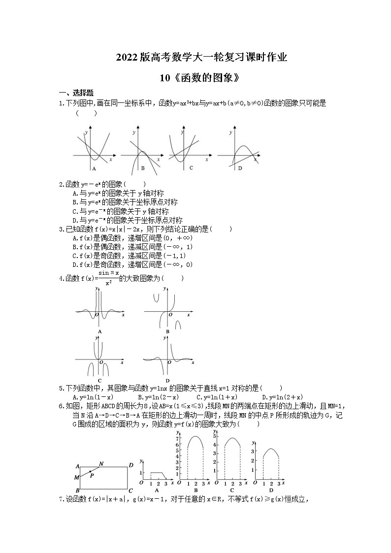 2022版高考数学大一轮复习课时作业10《函数的图象》(含答案详解) 练习01
