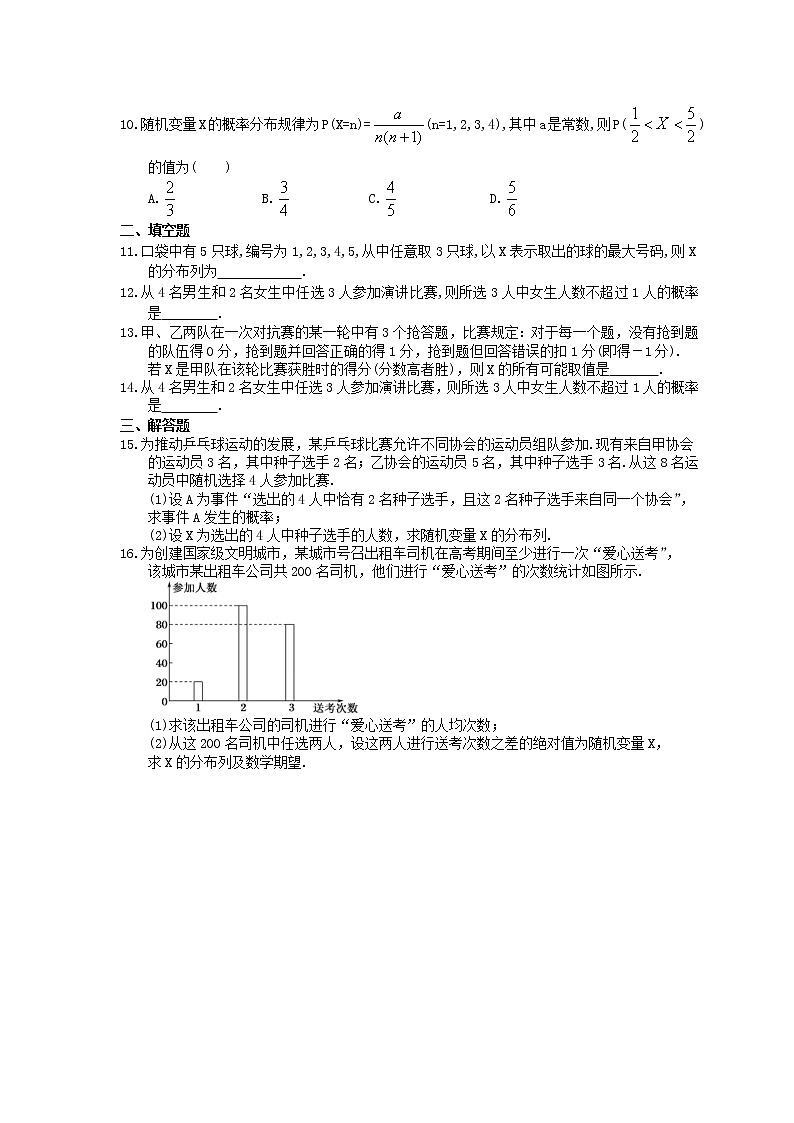2022版高考数学大一轮复习课时作业68《离散型随机变量及其分布列》(含答案详解) 练习02