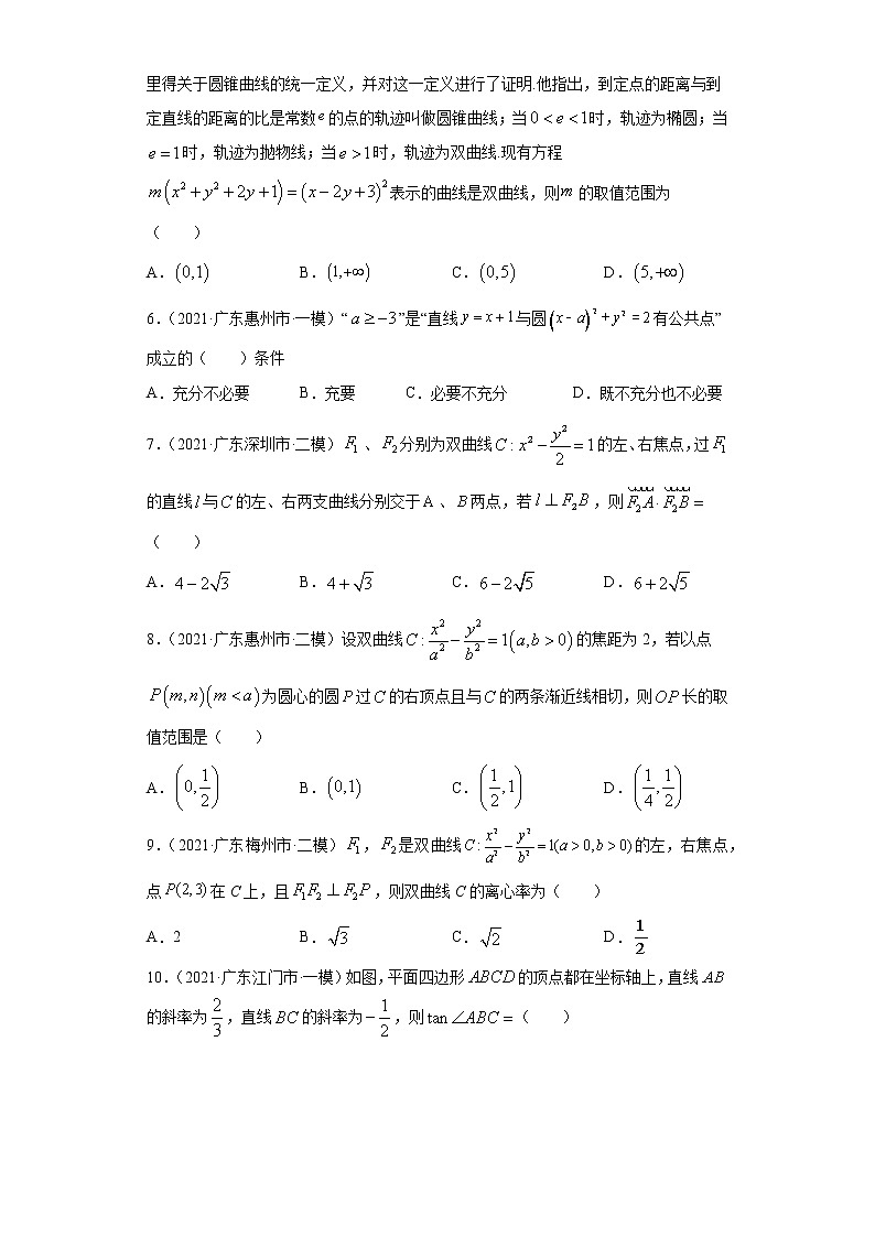 2021届新高考地区（广东）模拟试题分类精编07 解析几何02
