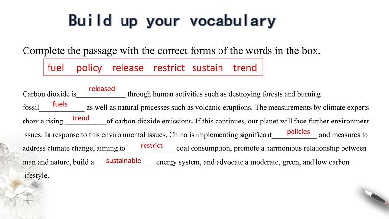 Unit 3 Environmental protection Period 2 Learning about language 课件-【新教材精创】-2020-2021学年高中英语新教材同步备课(人教版选择性必修第三册）第3页