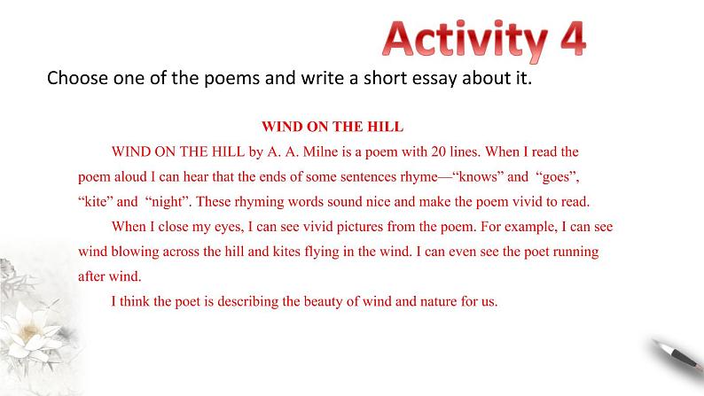 Unit 5  Poems Period 5 Using language(2) Reading for writing 课件 -【新教材精创】高中英语新教材同步备课(人教版选择性必修第三册）08