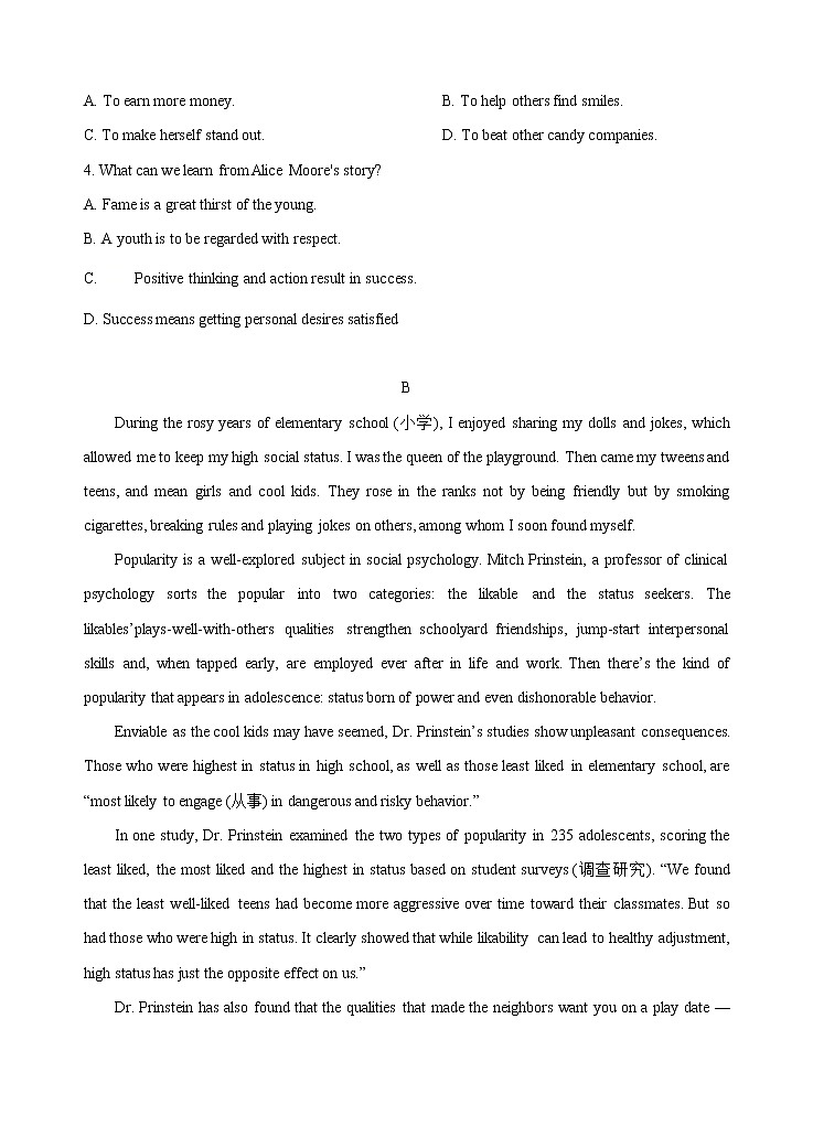 Unit2 Period 1 Reading and Thinking 课时练习（原卷版）-【新教材精创】-2020-2021学年高中英语新教材同步备课(人教版选择性必修第三册）第3页