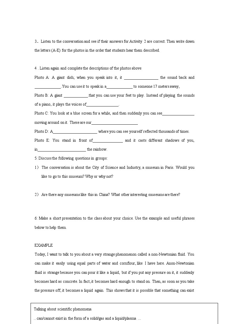 高中英语人教版 (2019) 选择性必修第二册 Unit 1 Science and scientists  Period 4 Using langauge（1) Listening 学案02