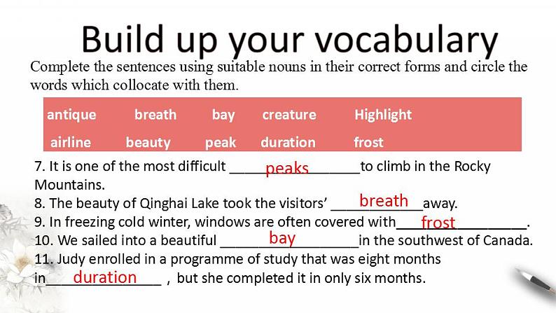 高中英语人教版 (2019) 选择性必修第二册 Unit 4 Period 2 Learning about Language课件07