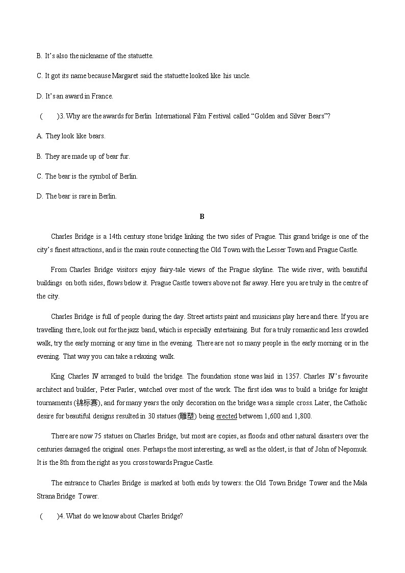 2020-2021学年高一英语外研版（2019）必修第三册 Unit 4单元测试(含答案)02