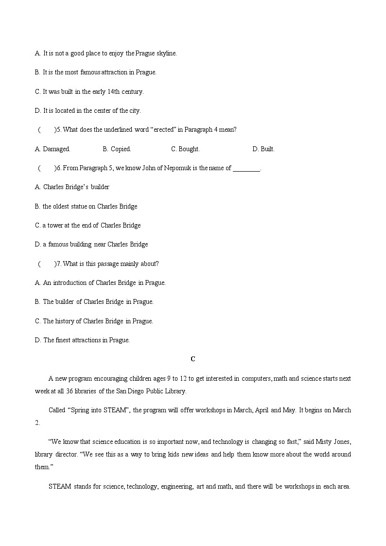 2020-2021学年高一英语外研版（2019）必修第三册 Unit 4单元测试(含答案)03
