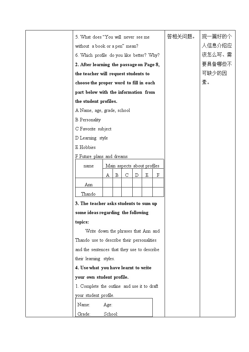 高中英语人教版 (2019) 必修一  Welcome Unit-Reading for Writing教案第2页