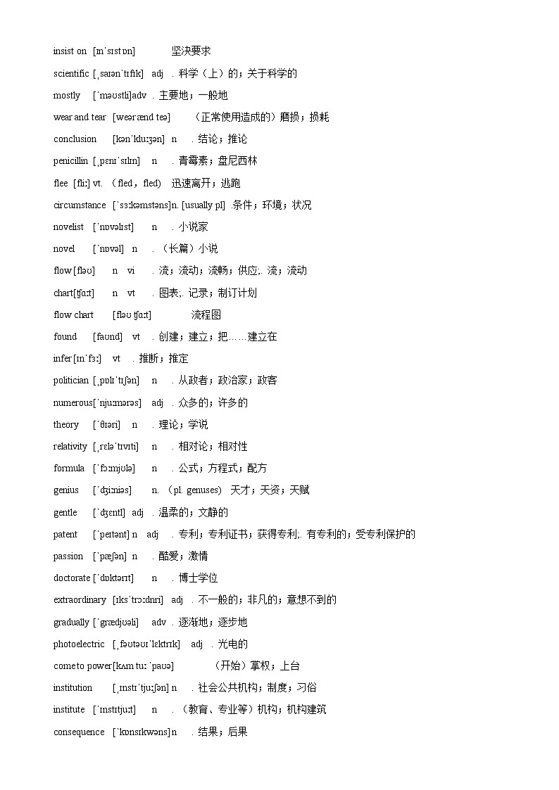 2019版人教版高中英语选择性必修1第一册单词表-带音标02