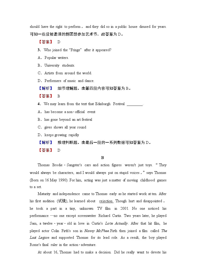 2018版高中英语（人教版）选修6同步练习题：Unit 1　Art  Section Ⅳ　Grammar & Writing  学业分层测评03
