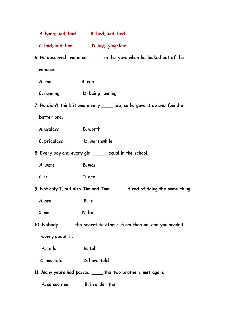 高中英语：Unit1 Women of achievement 单元综合评估测试（新人教必修4）第2页