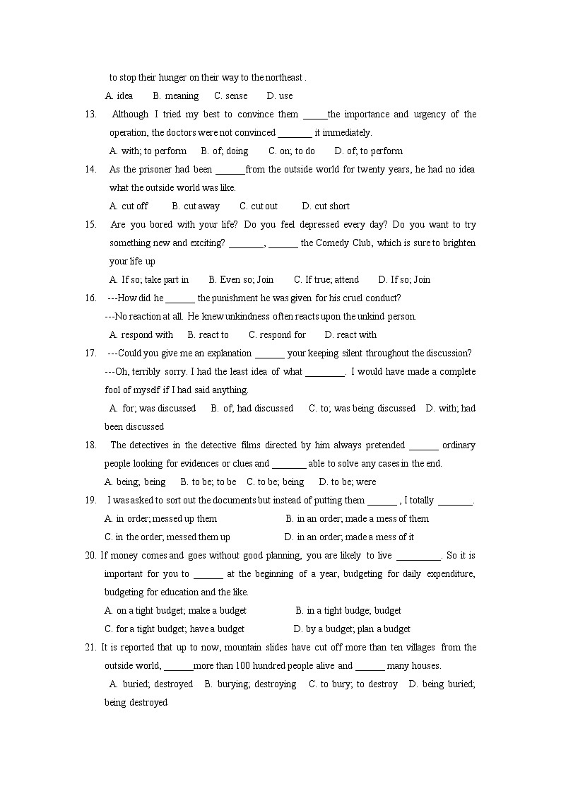 英语：Unit 3《A taste of English humour》单元同步测试(2)第2页