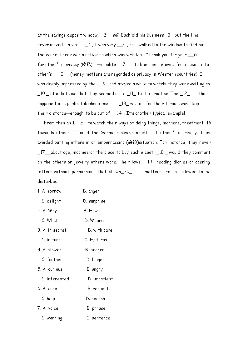 高中英语：Unit 2  Healthy  eating Using language（新人教必修3）练习题第3页