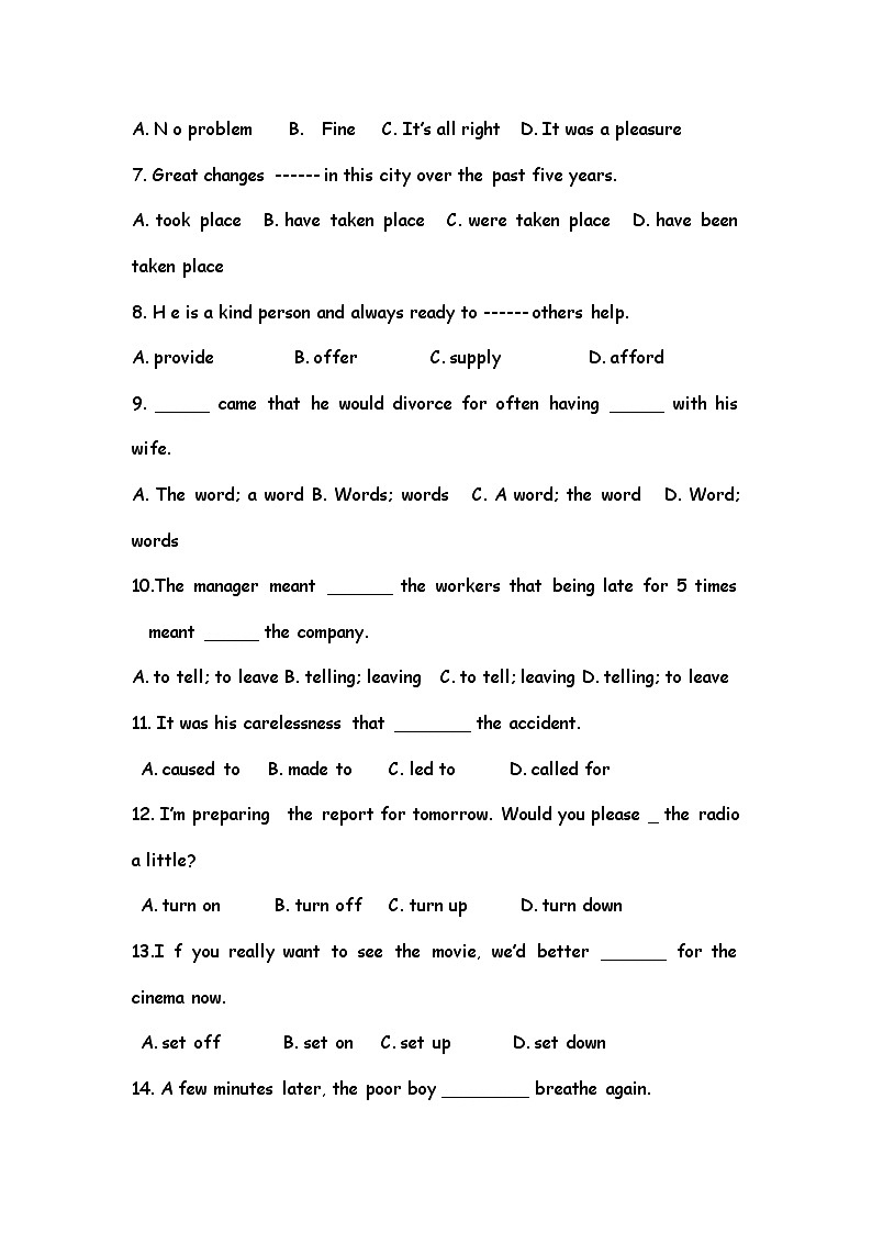 高中英语：Unit 1 Festivals around the world 单元综合评估检测题（新人教必修3）第2页