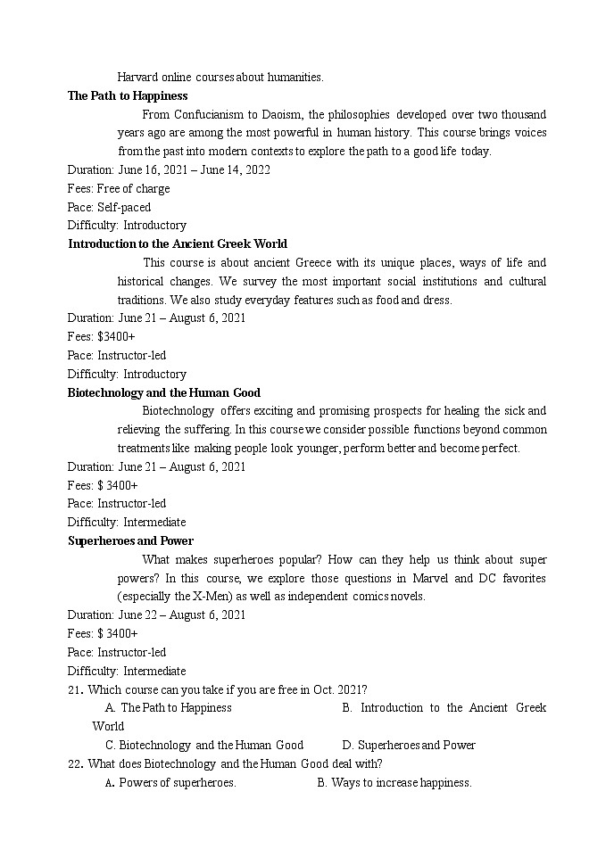 河北省五校联盟2020-2021学年高二下学期期末考试（新高三摸底考试）英语试题+答案【Word版】第3页