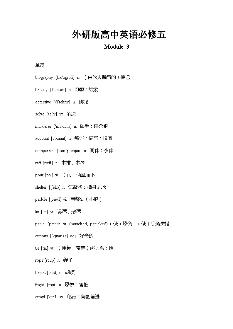 外研版高中英语必修五 Module 3 重难点知识归纳总结学案01