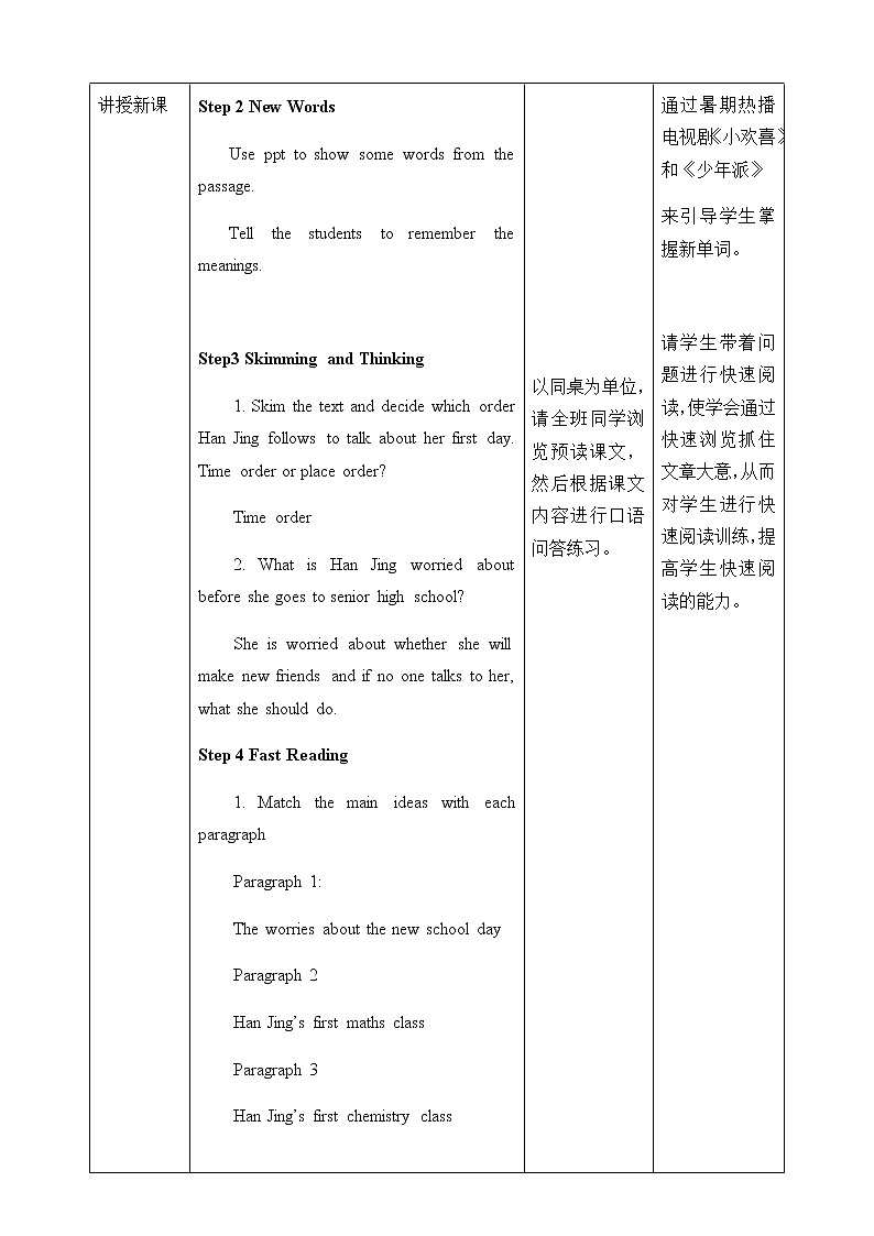 安徽省高中英语新教材必修一Welcome Unit-Reading and Thinking教案02