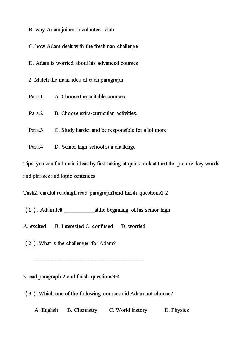 Unit 1 Teenage Life Reading and Thinking 教学设计 2020-2021学年高一英语人教版 2019 必修第一册02