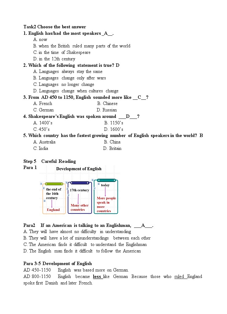 人教版新课标高中英语必修一Unit2 English around the world reading学案02