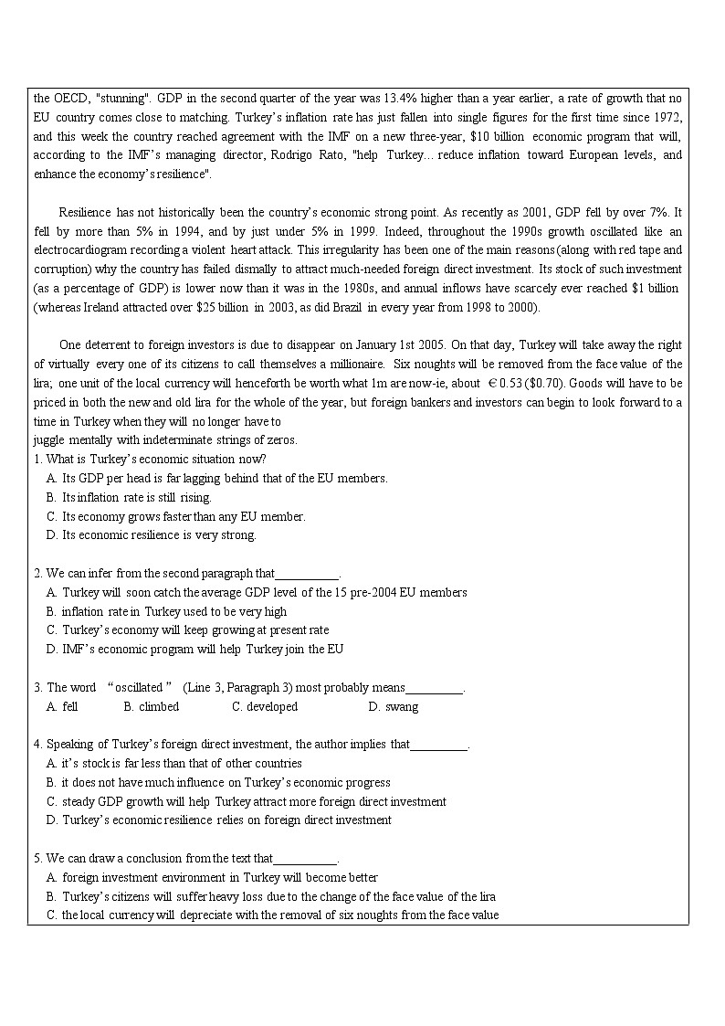 2021年上海市高二第一学期英语培优讲义第3讲 阅读理解&完形填空&综合【学案】第2页