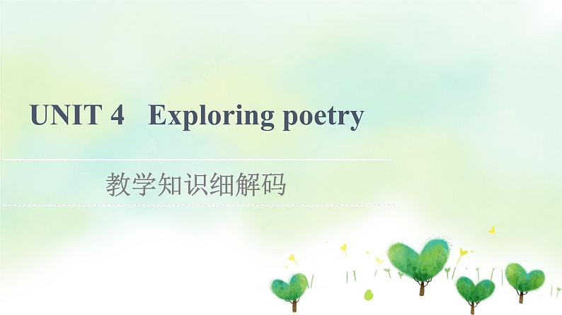 牛津译林版（2019）高中英语 选择性必修第一册 Unit 4   Exploring poetry（课件+学案+课时作业）（共19份）01