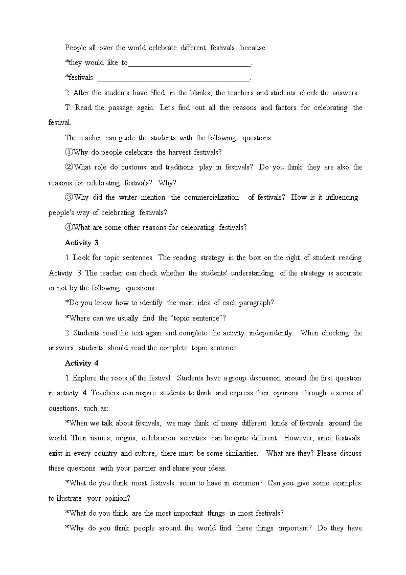 (教案)Unit 1 FESTIVALS AND CELEBRATIONS—Reading and Thinking03