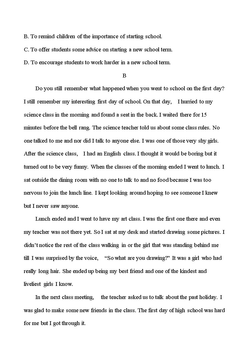 2021-2022学年高中英语新人教版（2019）必修第一册：Welcome Unit Period 1  同步练习  (原卷版)第3页