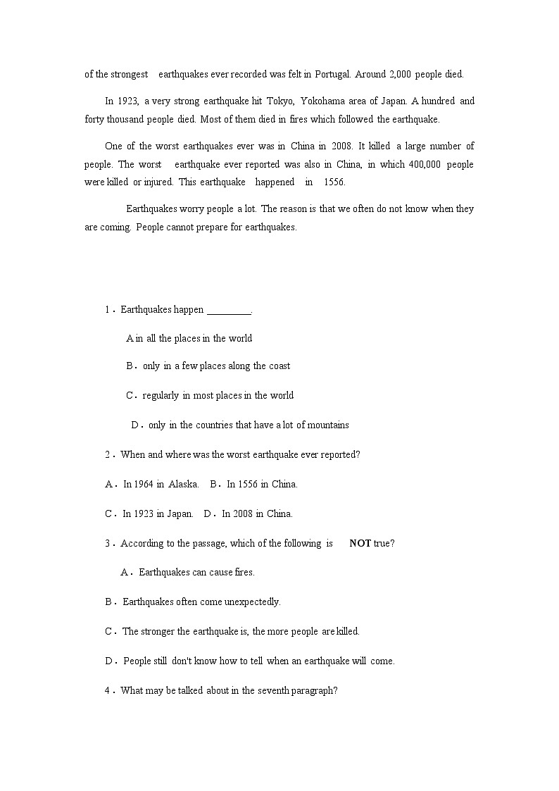 2021-2022学年高中英语新人教版（2019）必修第一册：Unit 4 Listening and Talking, Reading for writing & Assessing your progress 同步练习第2页