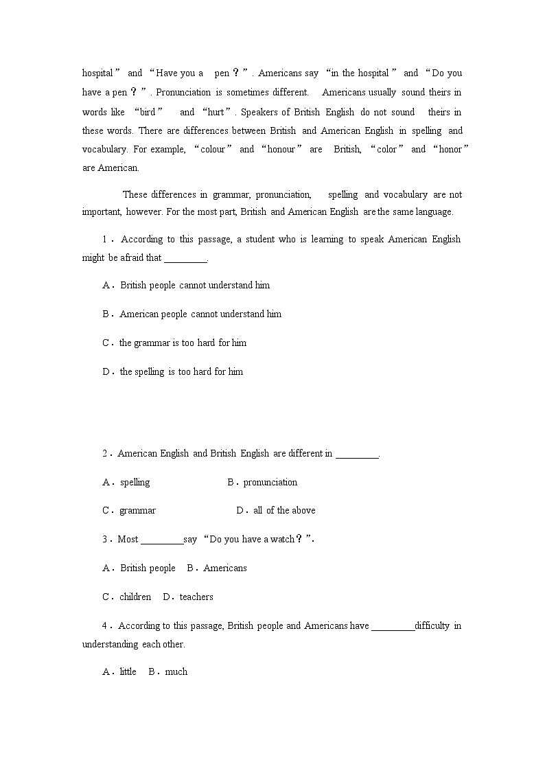 2021-2022学年高中英语新人教版（2019）必修第一册：Unit 5 Listening and Talking, Reading for writing & Assessing your progress 同步练习-第2页