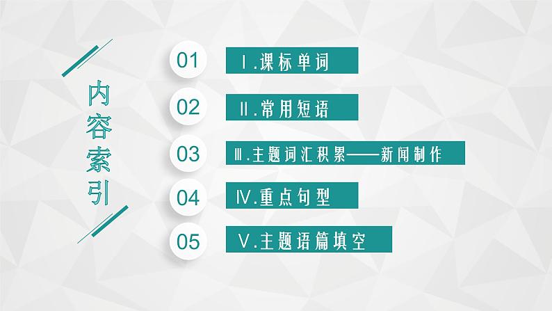 （新高考）2022届高中英语人教版一轮复习 分册一 必修5 Unit 4 Making the news 精品课件02