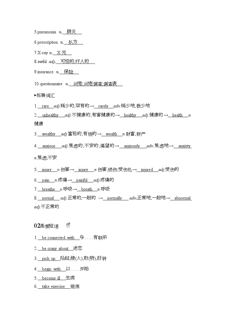 2022版高考英语（外研版）总复习文档：词句通关+必修二　Module+1　Our+Body+and+Healthy+Habits+Word版含答案第2页