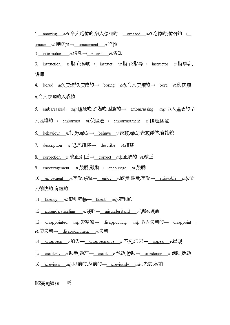 2022版高考英语（外研版）总复习文档：词句通关+必修一　Module+1　My+First+Day+at+Senior+High+Word版含答案 试卷02