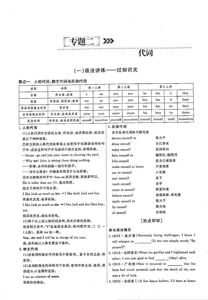 2021高考英语一轮复习专题02代词无答案第1页