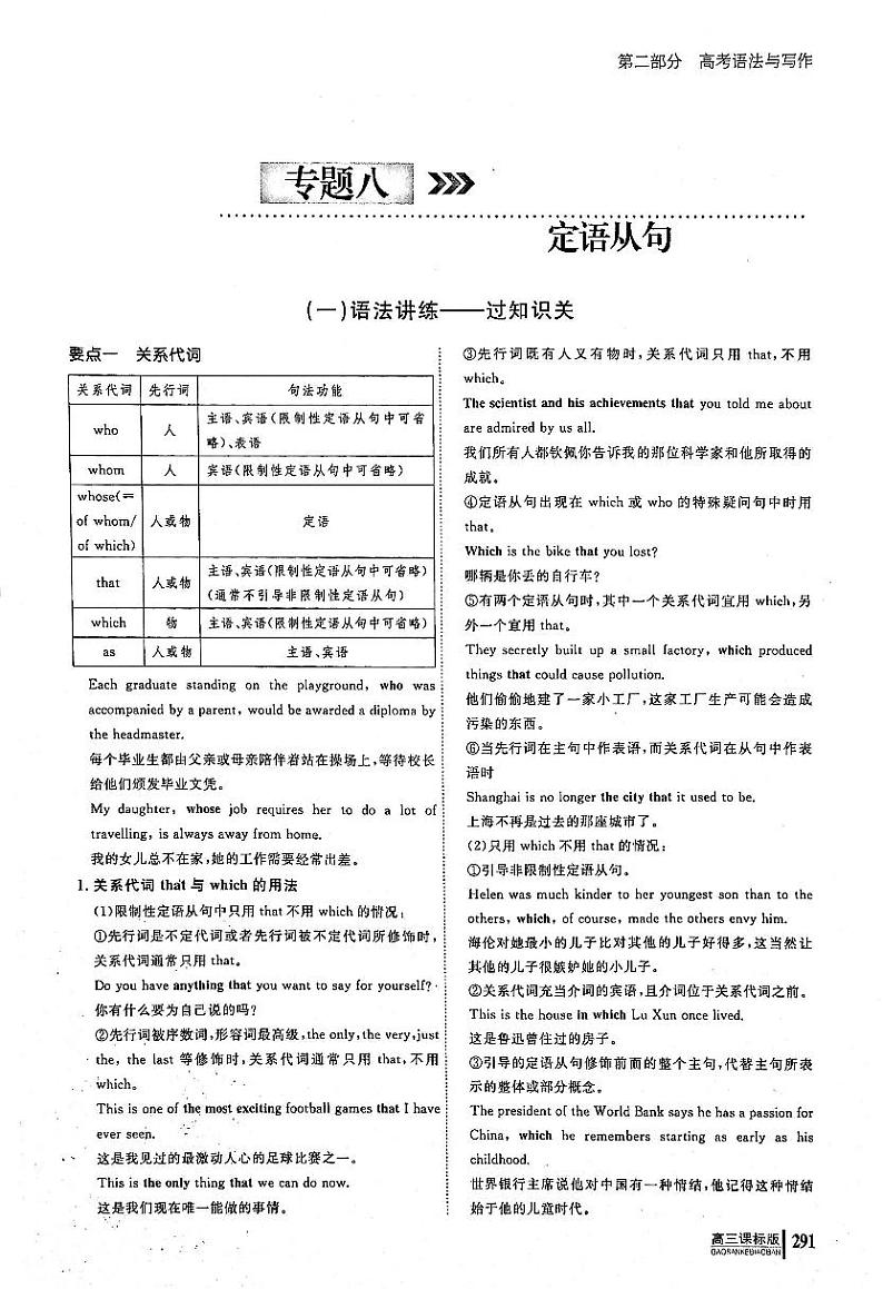 2021高考英语一轮复习专题08定语从句无答案第1页