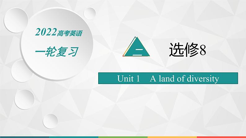 2022届高中英语人教版一轮复习 分册二 选修8 Unit 1 A land of diversity 精品课件01