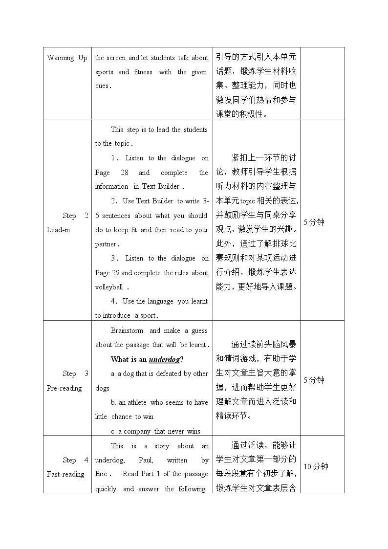 Unit 2 Sports and Fitness Lesson 1 The Underdog教案02